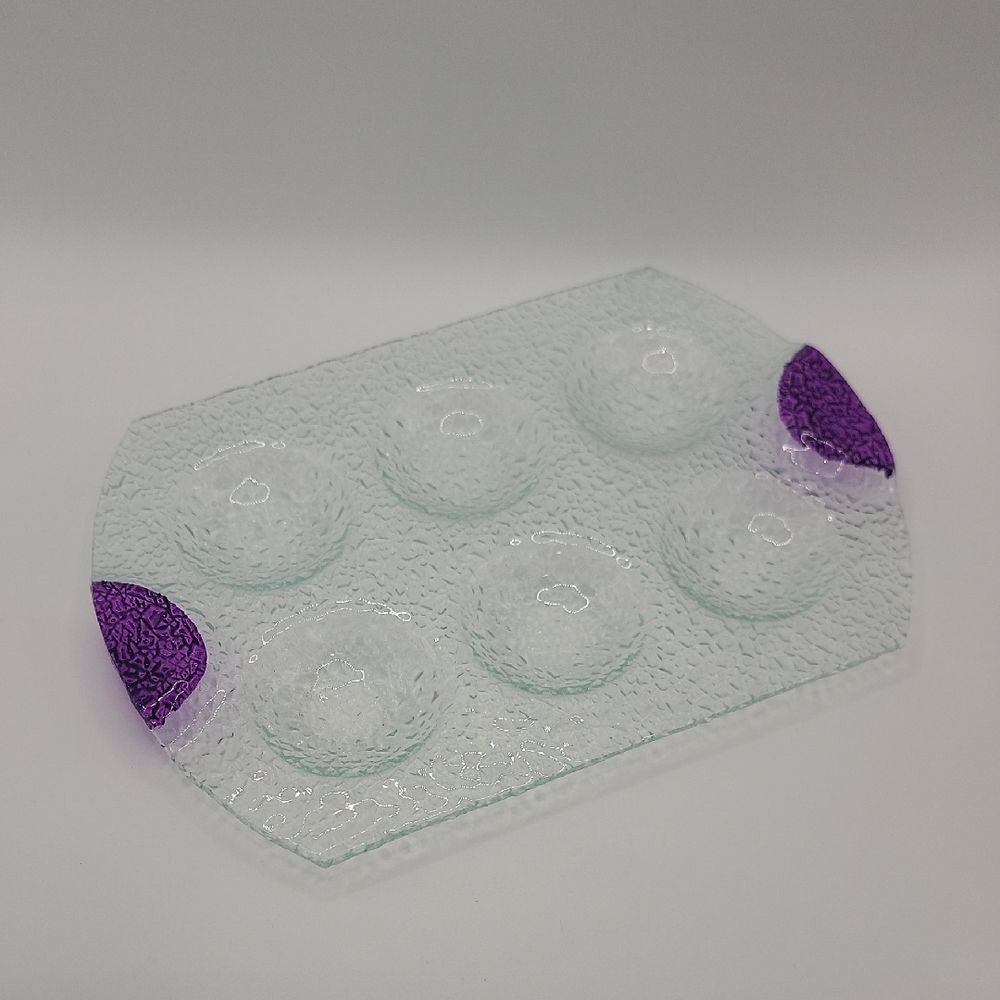 Dansk Spectra Stippled Glass Art Serving Tray 7" X 9.5"